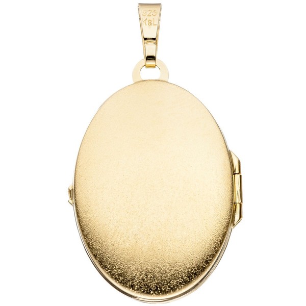 Medaillon Anhänger 925 Silber vergoldet oval