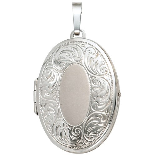 Medaillon aus 925 Silber teilmattiert ovalförmig