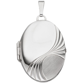Medaillon Anhänger aus 925 Silber rhodiniert ovalförmig zum Öffnen Medaillon Anhänger aus 925 Silber rhodiniert ovalförmig zum Öffnen
