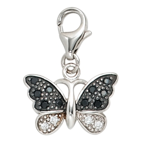 Einhänger Schmetterling 925 Silber Zirkonia schwarz weiß