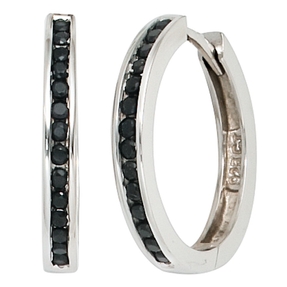 Creole Creolen Ohrringe 19,1mm 925 Silber Zirkonia schwarz Ohrschmuck