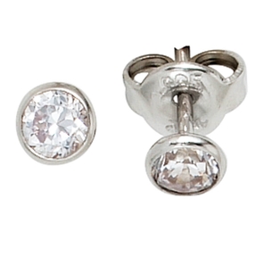 Ohrstecker Stecker Zirkonia weiß rund 4,5mm 925 Silber Ohrschmuck