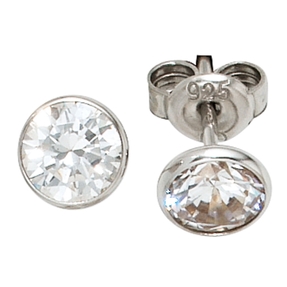 Ohrstecker Stecker Zirkonia weiß rund 6,5mm 925 Silber Ohrschmuck