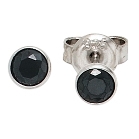 Ohrstecker Stecker Zirkonia schwarz rund 4,4mm 925 Silber Ohrschmuck