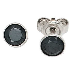 Ohrstecker Stecker Zirkonia schwarz rund 5,4mm 925 Silber Ohrschmuck
