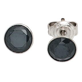 Ohrstecker Stecker Zirkonia schwarz rund 6,5mm 925 Silber Ohrschmuck