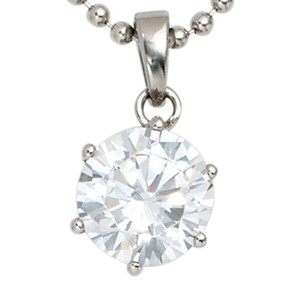 Anhänger mit Zirkonia weiß aus 925 Silber rhodiniert Halsschmuck Damen