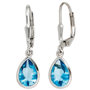 Ohrringe Ohrhänger Boutons 925 Silber Zirkonia hellblau tropfenförmig Ohrringe Ohrhänger Boutons 925 Silber Zirkonia hellblau tropfenförmig