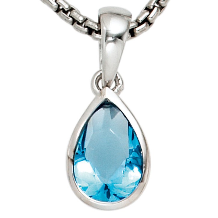 Anhänger 925 Silber Zirkonia hellblau