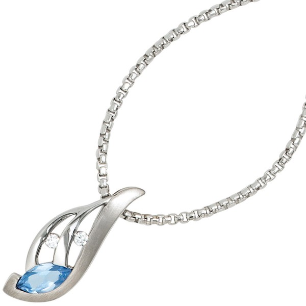 Anhänger Zirkonia blau und weiß 925 Silber
