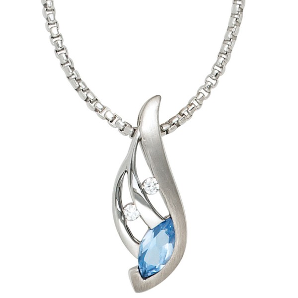 Anhänger Zirkonia blau und weiß 925 Silber
