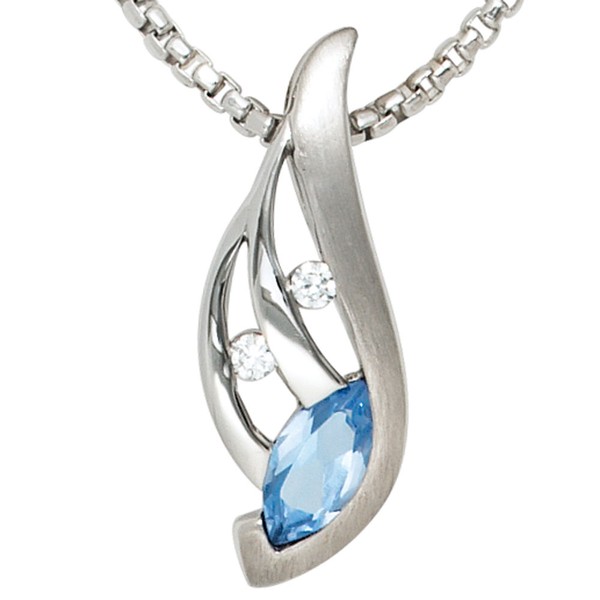 Anhänger Zirkonia blau und weiß 925 Silber