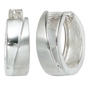 Ohrringe Creolen Creole 15,5mm aus 925 Silber rhodiniert Klappmechanik