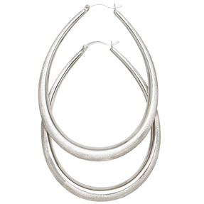 Große XXL Creolen 65,1mm Ohrringe Ohrschmuck aus 925 Silber mattiert oval Große XXL Creolen 65,1mm Ohrringe Ohrschmuck aus 925 Silber mattiert oval