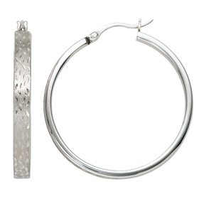 Ohrringe Creolen Creole 34,4mm aus 925 Silber teilmattiert Ohrschmuck