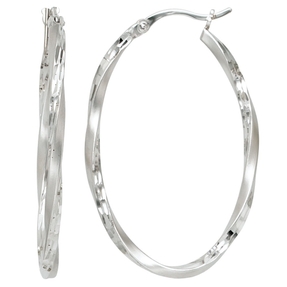 Paar Ohrringe Creolen Creole 40,6mm oval 925 Silber rhodiniert gedreht
