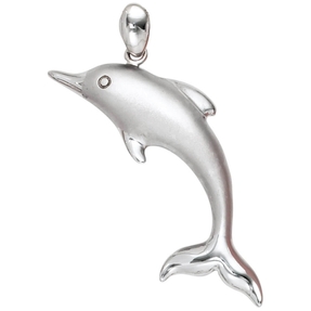 Anhänger Halsschmuck Delfin 925 Silber rhodiniert teilmattiert Damen