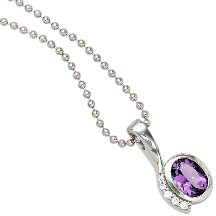 Anhänger 925 Silber mit Zirkonia lila und weiß