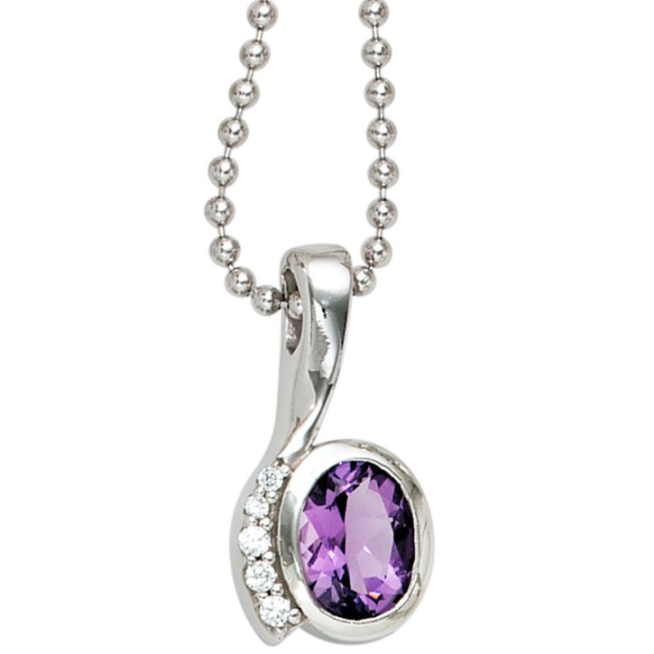 Anhänger 925 Silber mit Zirkonia lila und weiß