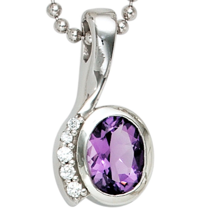 Anhänger 925 Silber mit Zirkonia lila und weiß