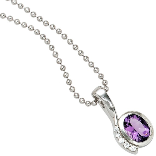Anhänger 925 Silber mit Zirkonia lila und weiß