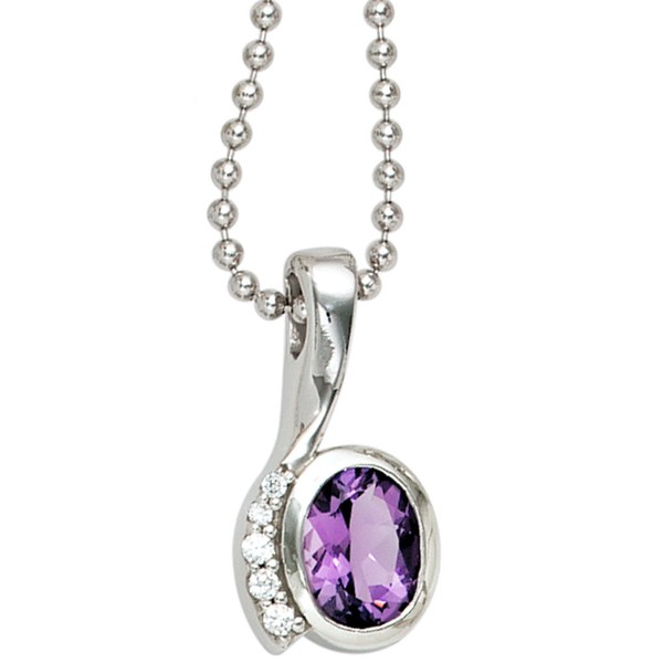 Anhänger 925 Silber mit Zirkonia lila und weiß