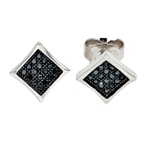 Ohrstecker Ohrringe 925 Silber mit Zirkonia schwarz Ohrschmuck modern