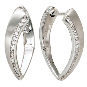 Creolen Creole 925 Silber Klappmechanik spitzoval Zirkonia Ohrschmuck