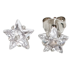 Ohrstecker Ohrringe 925 Silber Stern weiß rhodiniert Ohrschmuck Damen