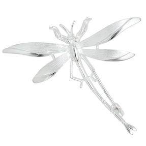 Brosche / Anhänger Libelle aus echtem 925 Silber teilmattiert Damen