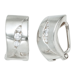 Ohrclips Clips Ohrschmuck aus 925 Silber rhodiniert mit 6 Zirkonia