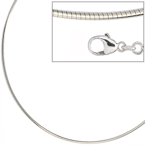 1,5mm Halsreif Omegakette Collier 925 Silber rhodiniert rund 50cm