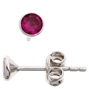 Paar Ohrstecker Stecker aus 925 Silber 4,5mm Zirkonia rot rund