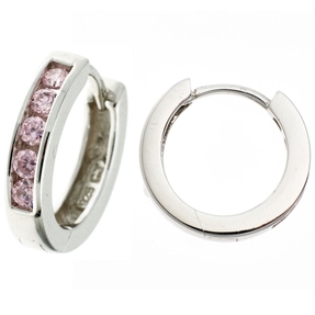 Paar Creolen Creole Ohrringe 14,6mm 925 Silber 10 Zirkonia rose