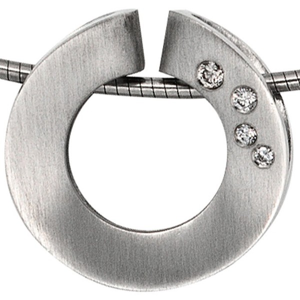Anhänger Kreis mit 4 Brillanten 950 Platin mattiert