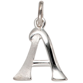 Anhänger Buchstabe A aus echtem 925 Silber glänzend teilmattiert Unisex Anhänger Buchstabe A aus echtem 925 Silber glänzend teilmattiert Unisex