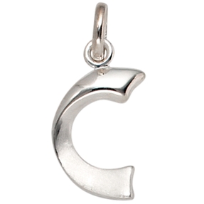 Anhänger Buchstabe C aus echtem 925 Silber glänzend teilmattiert Unisex