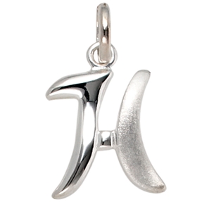Anhänger Buchstabe H aus echtem 925 Silber glänzend teilmattiert Unisex