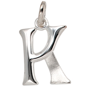 Anhänger Buchstabe K aus echtem 925 Silber glänzend teilmattiert Unisex Anhänger Buchstabe K aus echtem 925 Silber glänzend teilmattiert Unisex