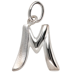 Anhänger Buchstabe M aus echtem 925 Silber glänzend teilmattiert Unisex