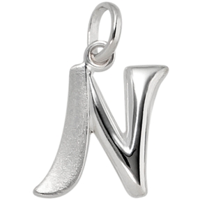 Anhänger Buchstabe N aus echtem 925 Silber glänzend teilmattiert Unisex