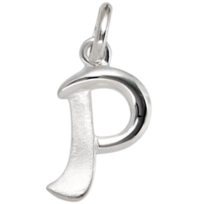 Anhänger Buchstabe P aus echtem 925 Silber glänzend teilmattiert Unisex Anhänger Buchstabe P aus echtem 925 Silber glänzend teilmattiert Unisex