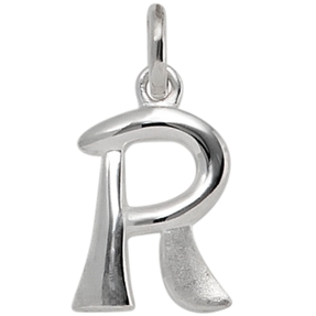 Anhänger Buchstabe R aus echtem 925 Silber glänzend teilmattiert Unisex