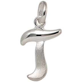 Anhänger Buchstabe T aus echtem 925 Silber glänzend teilmattiert Unisex Anhänger Buchstabe T aus echtem 925 Silber glänzend teilmattiert Unisex