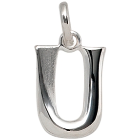 Anhänger Buchstabe U aus echtem 925 Silber glänzend teilmattiert Unisex Anhänger Buchstabe U aus echtem 925 Silber glänzend teilmattiert Unisex