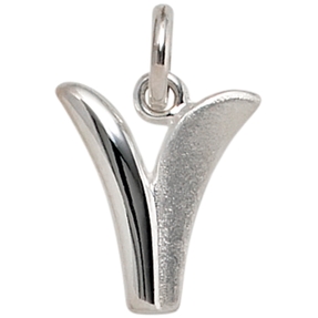 Anhänger Buchstabe V aus echtem 925 Silber glänzend teilmattiert Unisex Anhänger Buchstabe V aus echtem 925 Silber glänzend teilmattiert Unisex