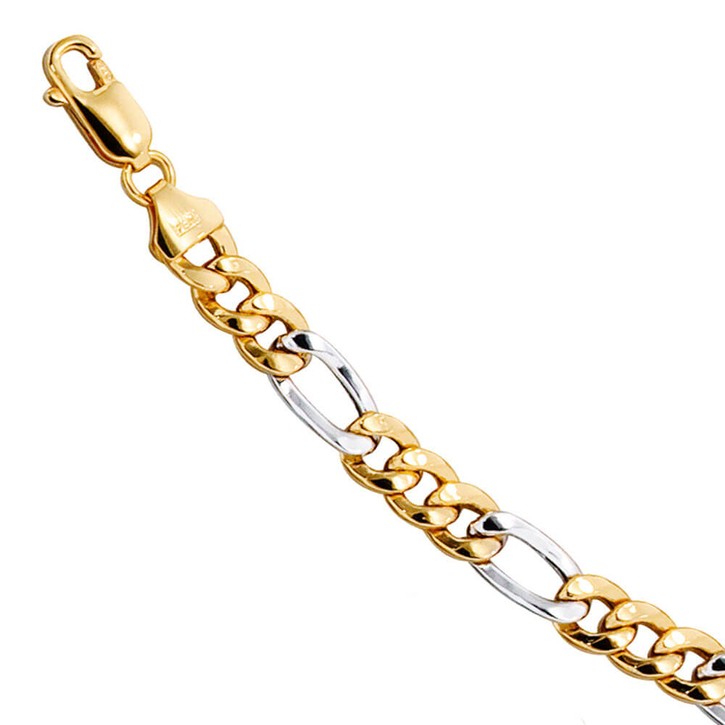 5,7mm Figarokette aus 333 Gold gelb weiß 45cm