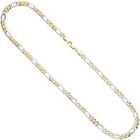5,7mm Figarokette Collier Kette 333 Gold Gelbgold Weißgold Unisex 50cm 5,7mm Figarokette Collier Kette 333 Gold Gelbgold Weißgold Unisex 50cm