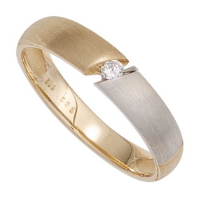Ring Damenring mit Diamant Brillant 585 Gold Gelbgold matt Goldring
