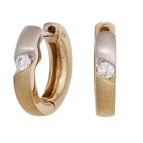 Ohrringe 12,7mm Creolen mit Diamanten Brillanten 585 Gold Gelbgold Goldohrringe Ohrringe 12,7mm Creolen mit Diamanten Brillanten 585 Gold Gelbgold Goldohrringe